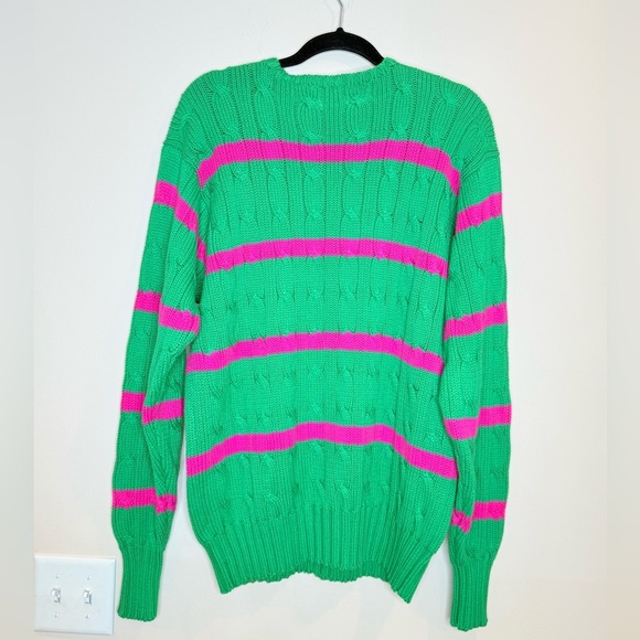 🔥Vintage Ralph Lauren Green and Pink Striped Sweater🔥 - Picture 2 of 5